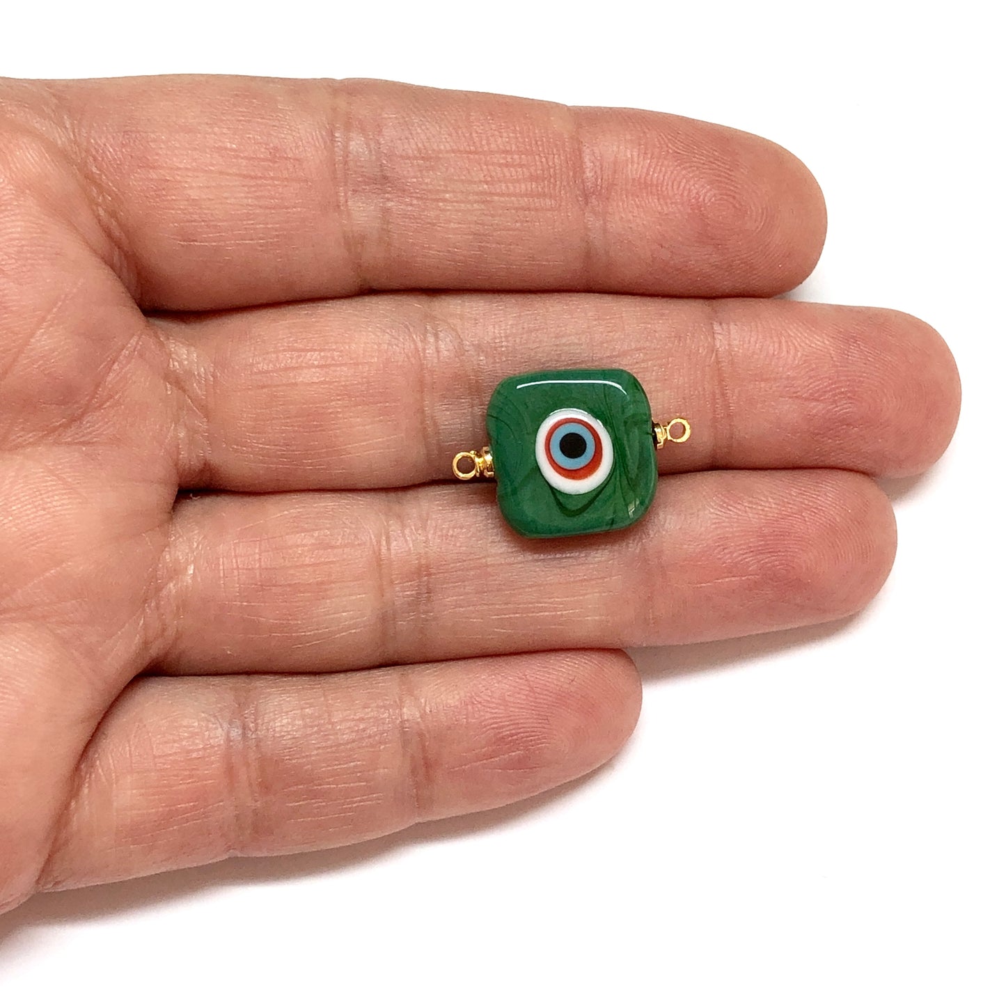 Murano Cam Kare Nazar Bileklik - Yeşil