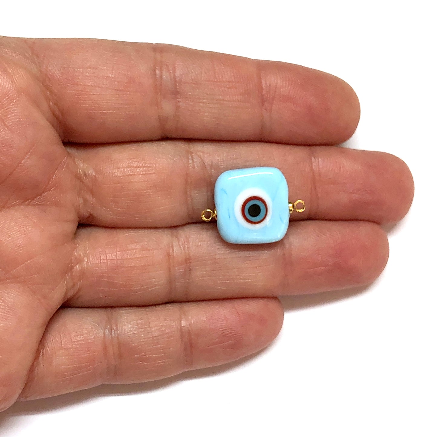 Murano Cam Kare Nazar Bileklik - Açık Mavi