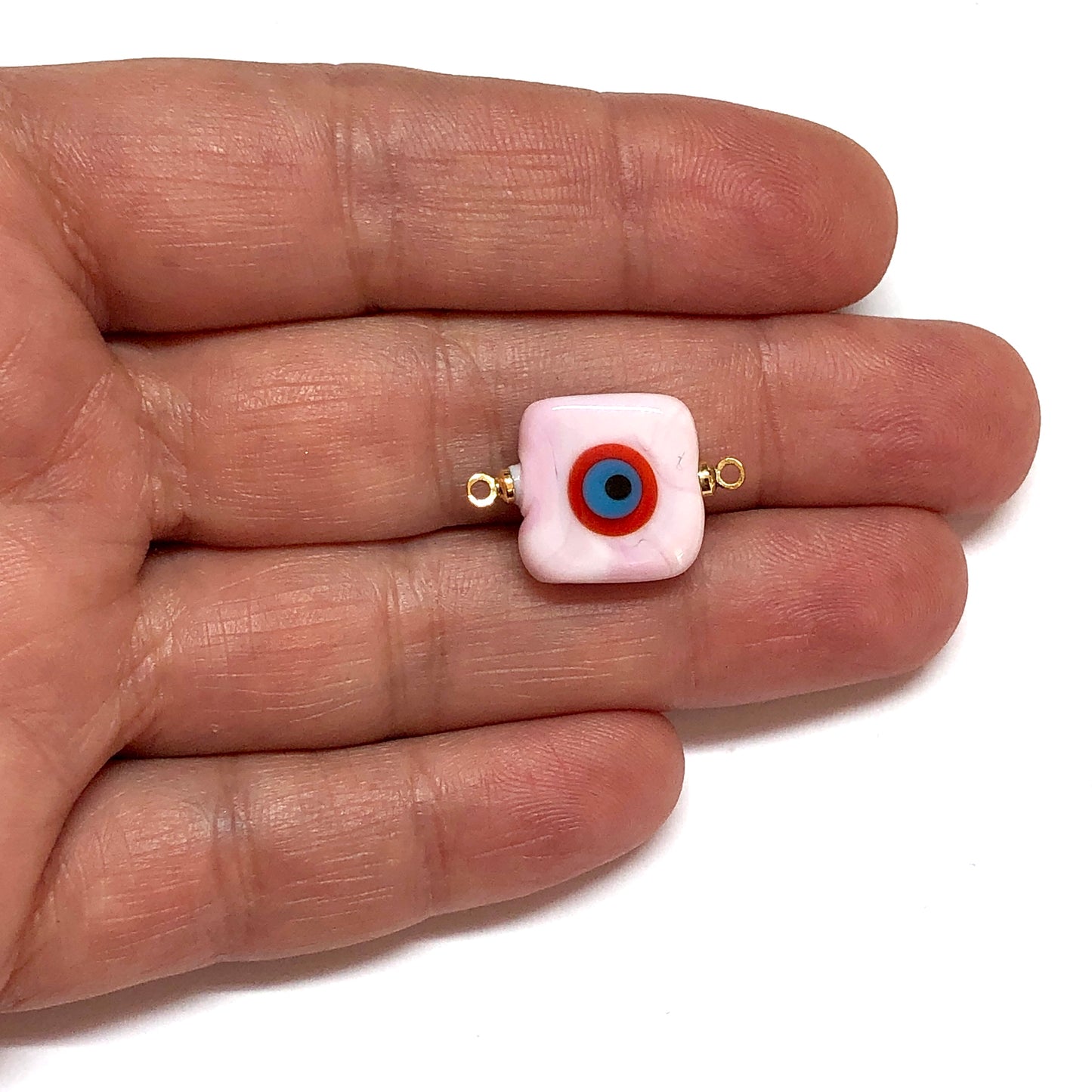 Murano Cam Kare Nazar Bileklik - Açık Pembe