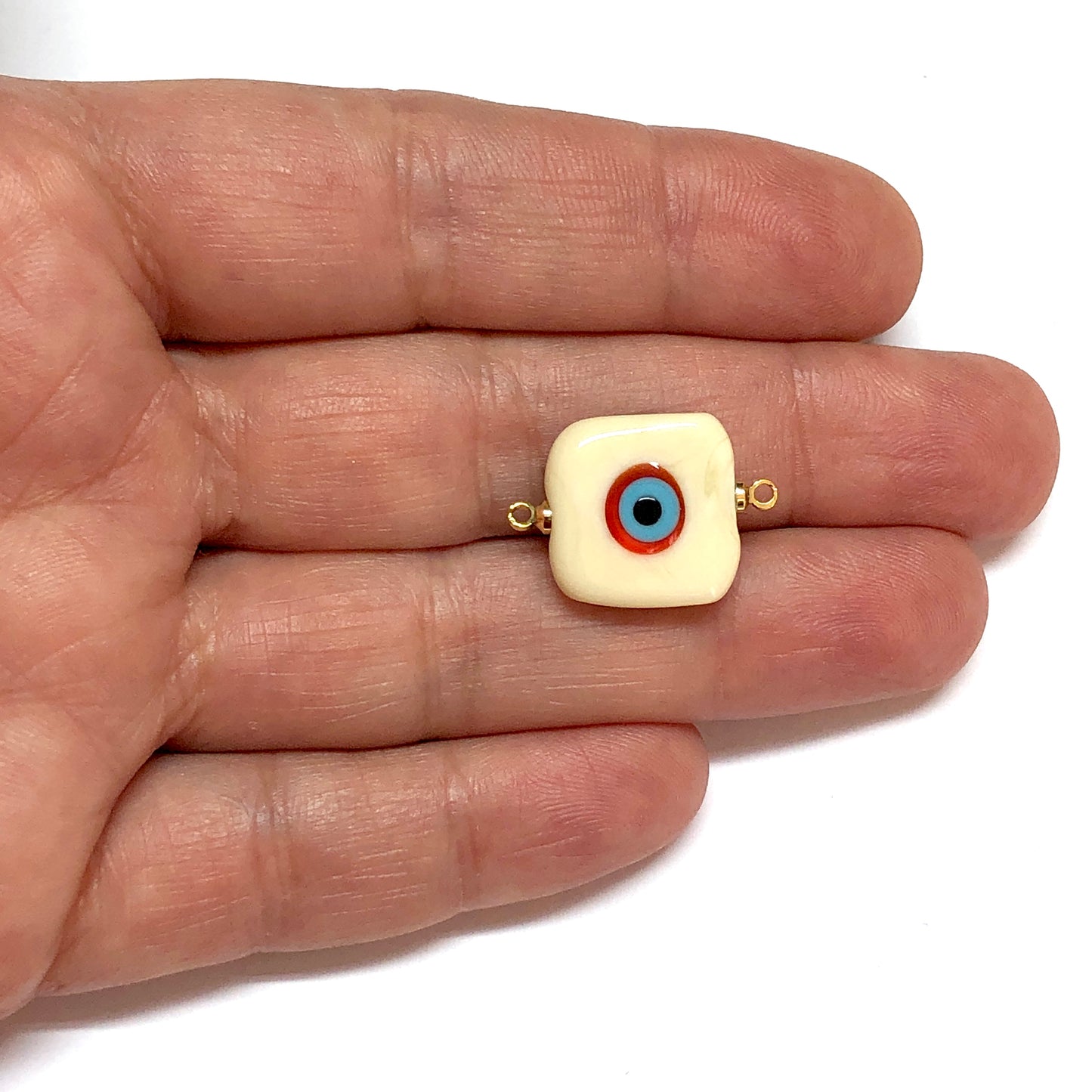 Murano Cam Kare Nazar Bileklik - Krem