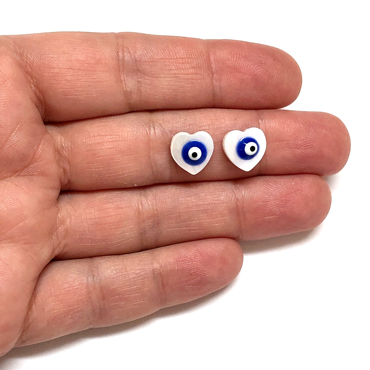 10mm Sedef Nazar Kalp - Lacivert