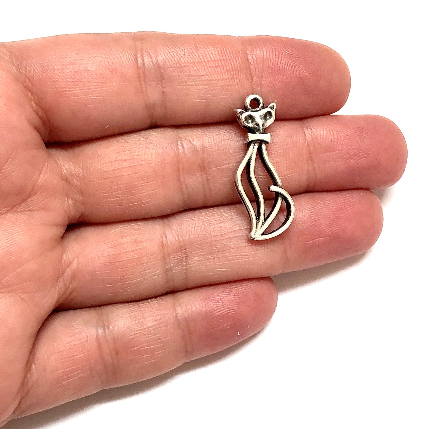 Antik Gümüş Kaplama Kedi - 6