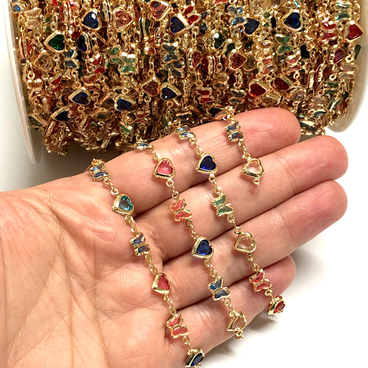 Kalp ve Kelebekli Taşlı Zincir - Mix