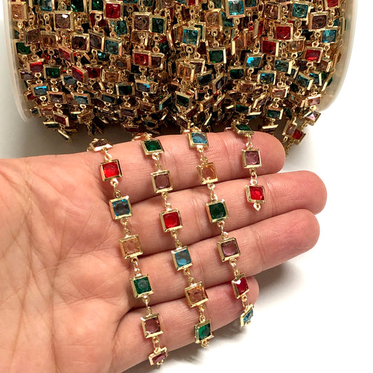 Kare Taşlı Zincir - Mix