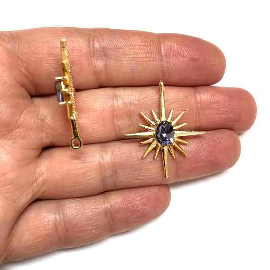 Gold Plated Zircon Stone Pole Star - Red