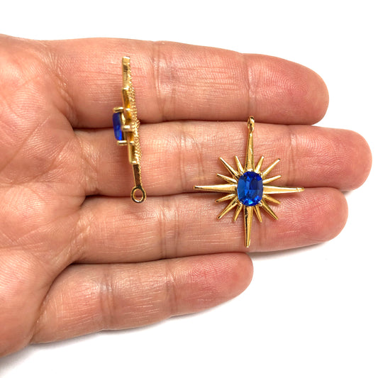 Gold Plated Zircon Stone Pole Star - Red