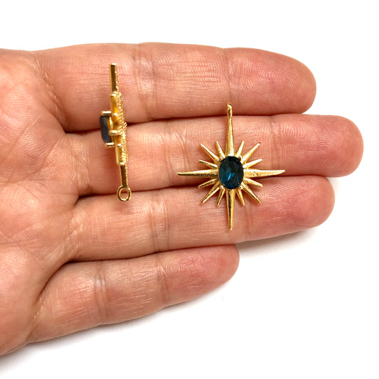 Gold Plated Zircon Stone Pole Star - Red