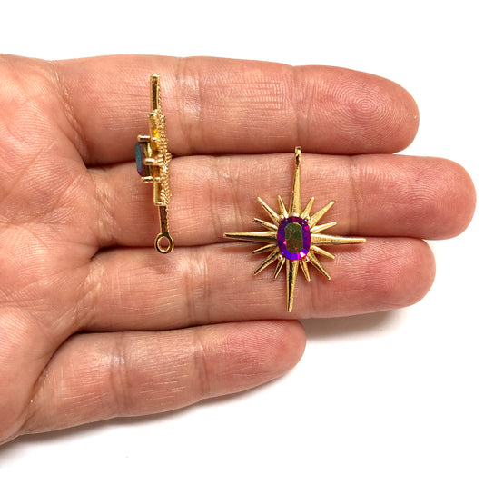 Gold Plated Zircon Stone Pole Star - Red