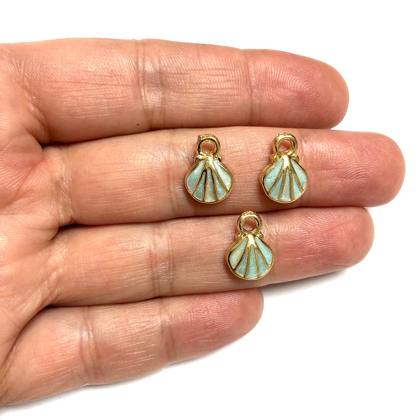 Gold Plated Plastered Evil Eye Beads 7mm - Navy Blue