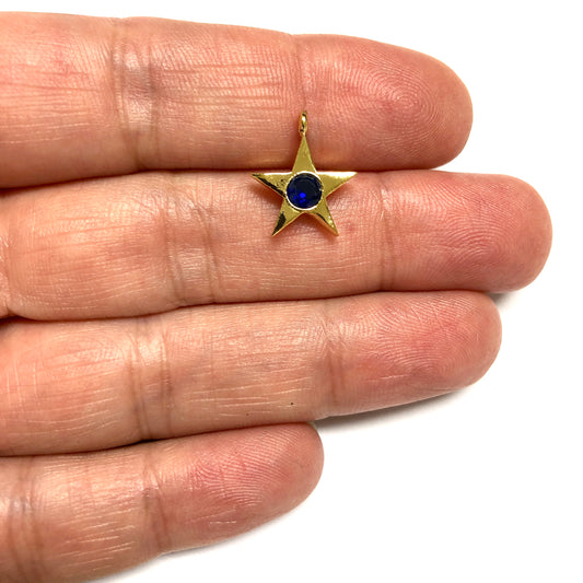 Altın Kaplama Yıldız Doğum Taşı - Eylül - Safir