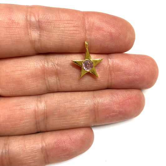 Altın Kaplama Yıldız Doğum Taşı - Ekim - Turmalin