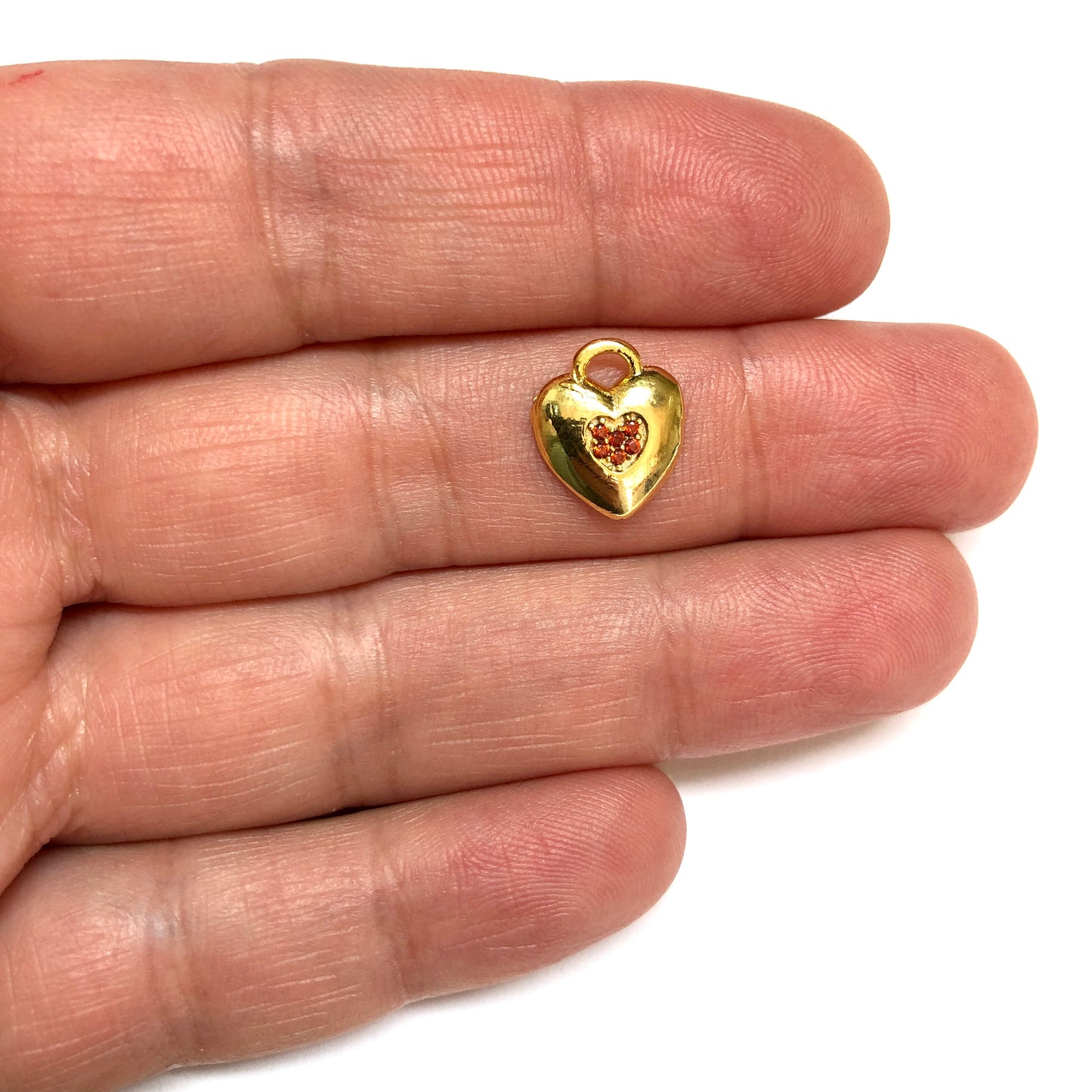 Altın Kaplama Kalp Doğum Taşı - Ocak - Garnet