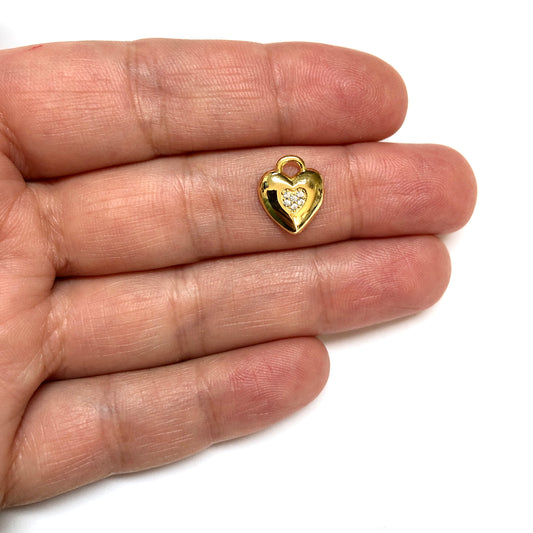 Altın Kaplama Kalp Doğum Taşı - Nisan - Beyaz Kuvars