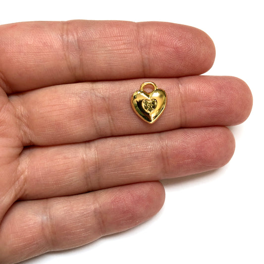 Altın Kaplama Kalp Doğum Taşı - Ağustos- Peridot