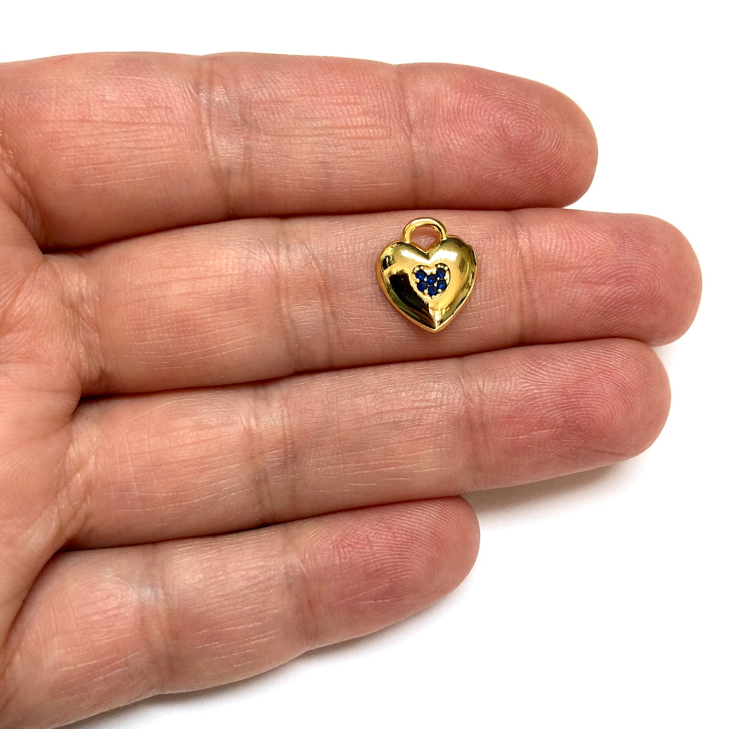 Altın Kaplama Kalp Doğum Taşı - Eylül - Safir