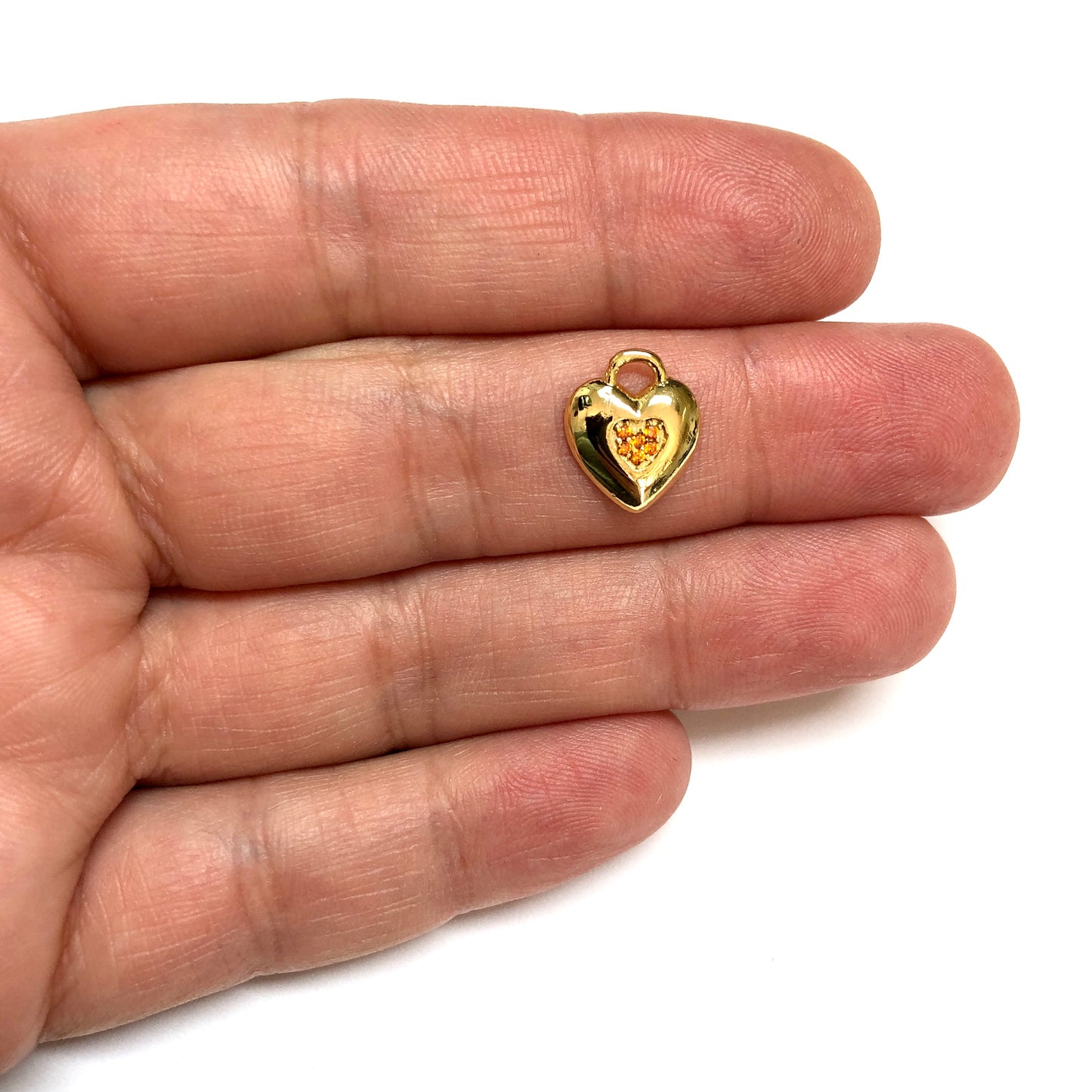 Altın Kaplama Kalp Doğum Taşı - Kasım - Sitrin
