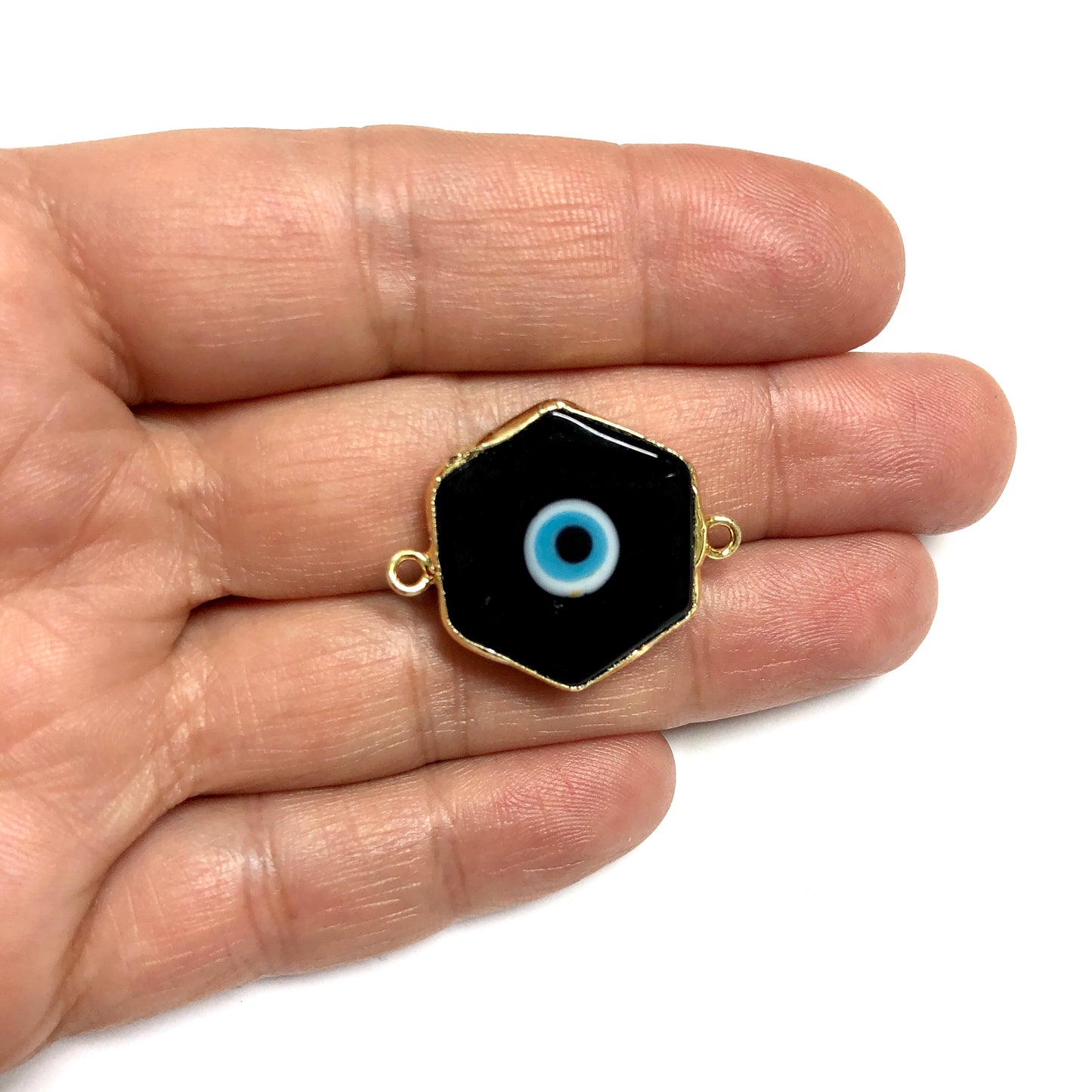 Altın Kaplama Murano Cam Sıvama Nazar Bileklik - Siyah