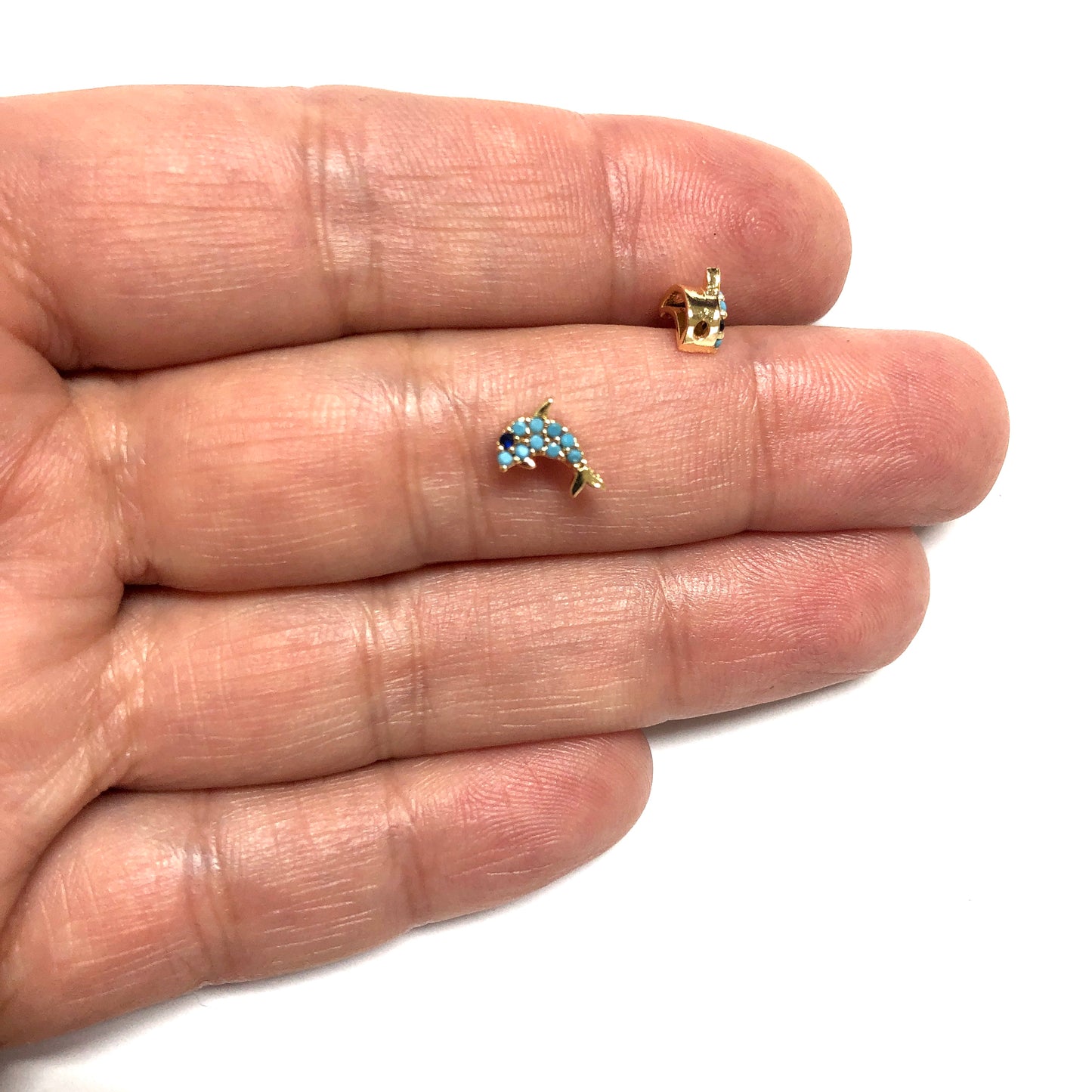 Altın Kaplama Renkli Zirkon Taşlı Ara Aparat - 10