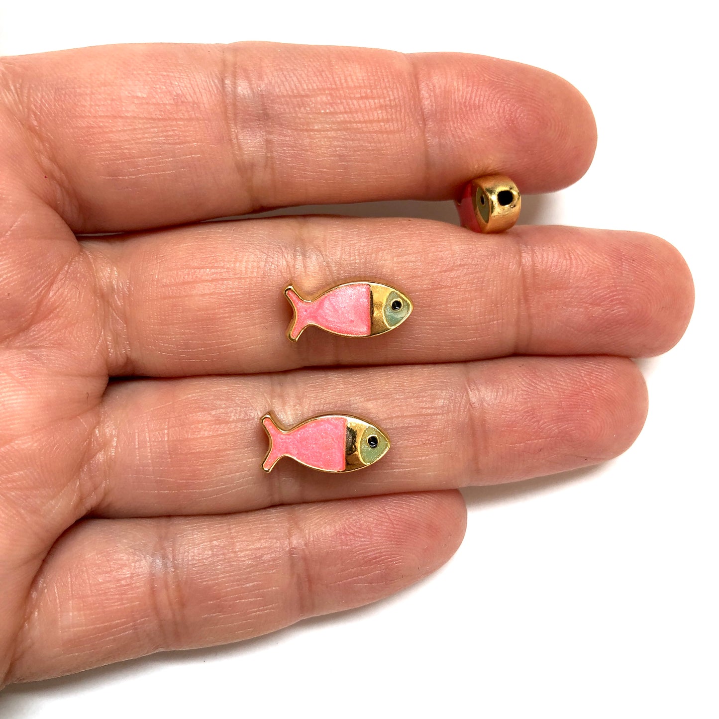 Gold Plated Enamel Fish Bracelet Apparatus Double Sided - Mint