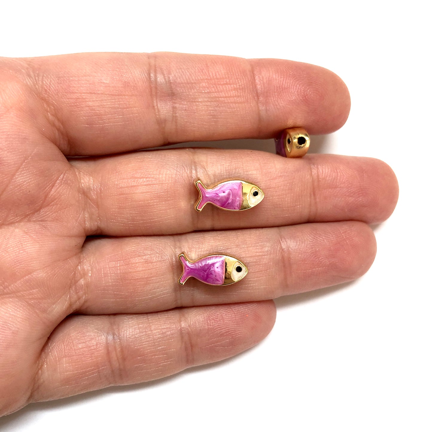 Gold Plated Enamel Fish Bracelet Apparatus Double Sided - Mint