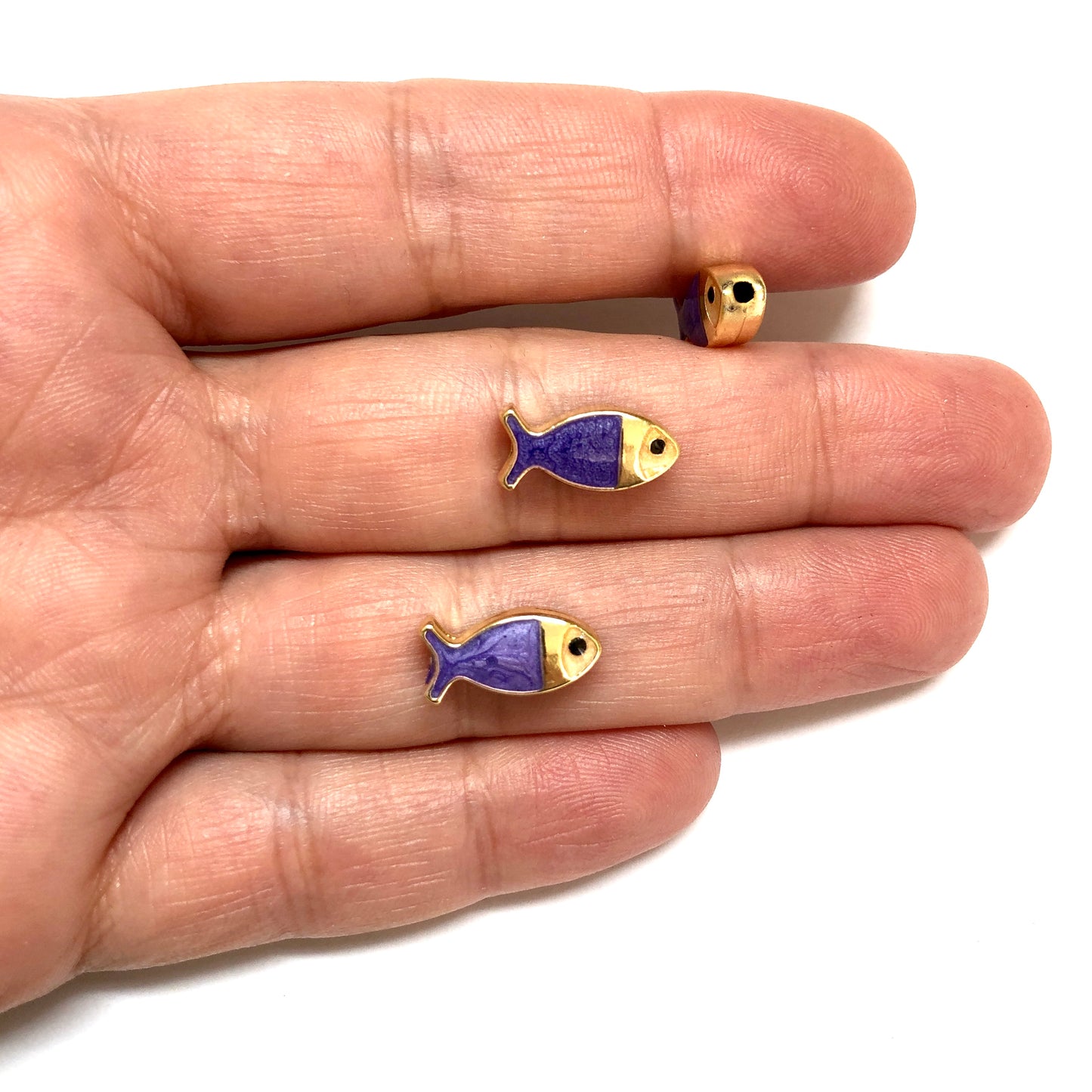 Gold Plated Enamel Fish Bracelet Apparatus Double Sided - Mint