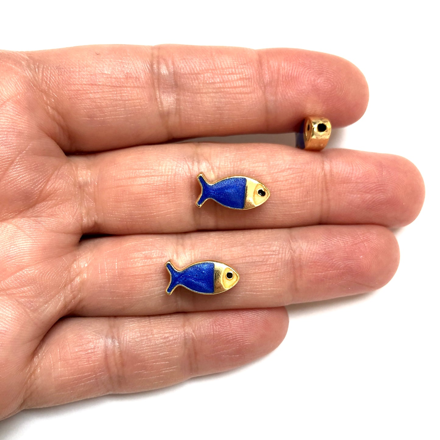 Vergoldeter Emaille-Fisch-Armband-Apparat, doppelseitig - Minze