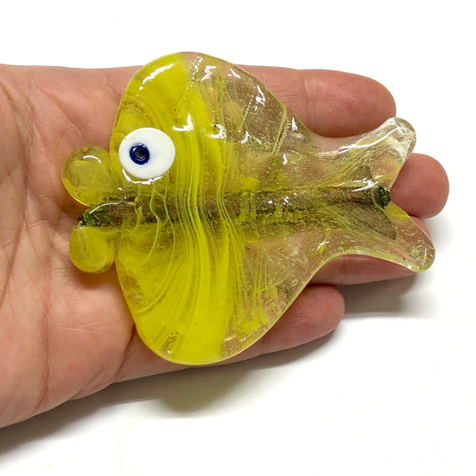 Büyük Boy Balık Cam Ocak Boncuğu - Sarı