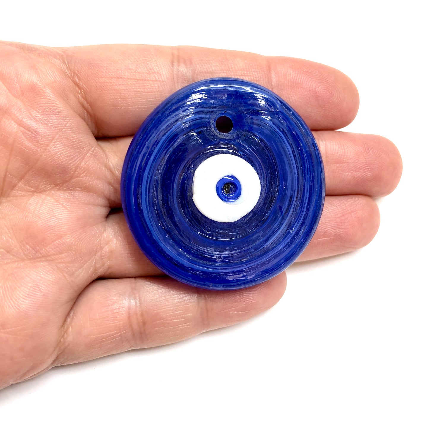 Büyük Boy Yuvarlak Cam Ocak Boncuğu - Lacivert