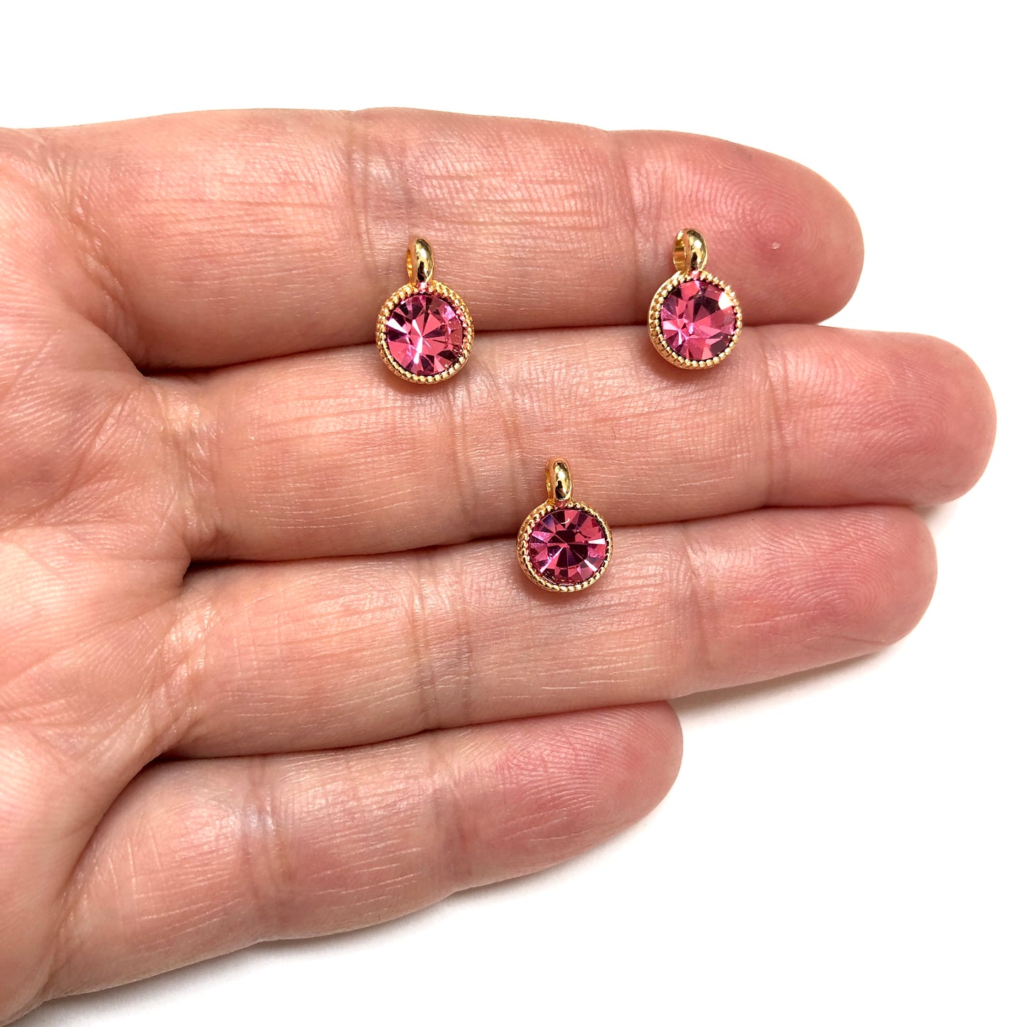 Altın Kaplama Swarovski Taşlı Sallantı Aparatı - Fuşya