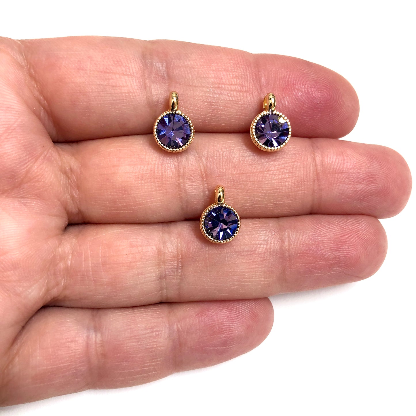 Altın Kaplama Swarovski Taşlı Sallantı Aparatı - Mor