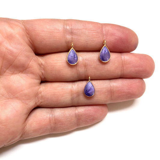 Gold Plated Enamel Drop Shaking Apparatus - Lilac