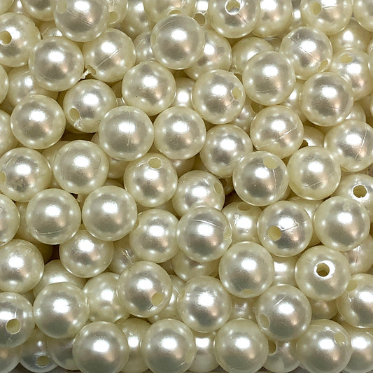 Plastik 12 mm Yuvarlak inci - Krem