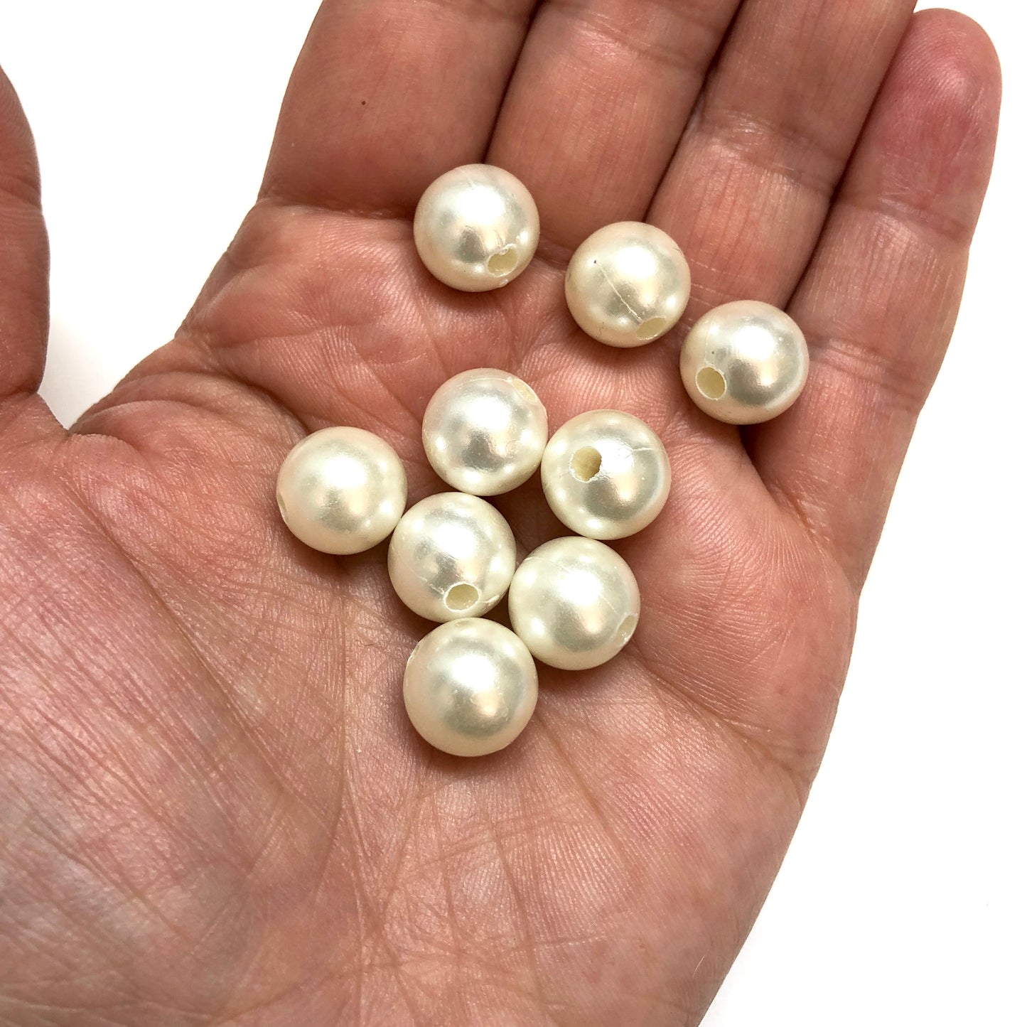 Plastik 12 mm Yuvarlak inci - Krem