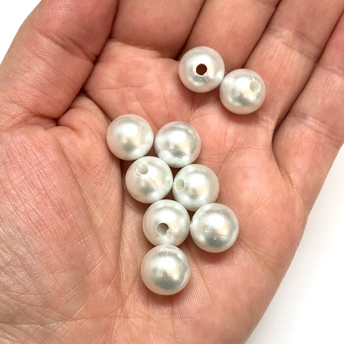 Plastik 12 mm Yuvarlak inci - Beyaz