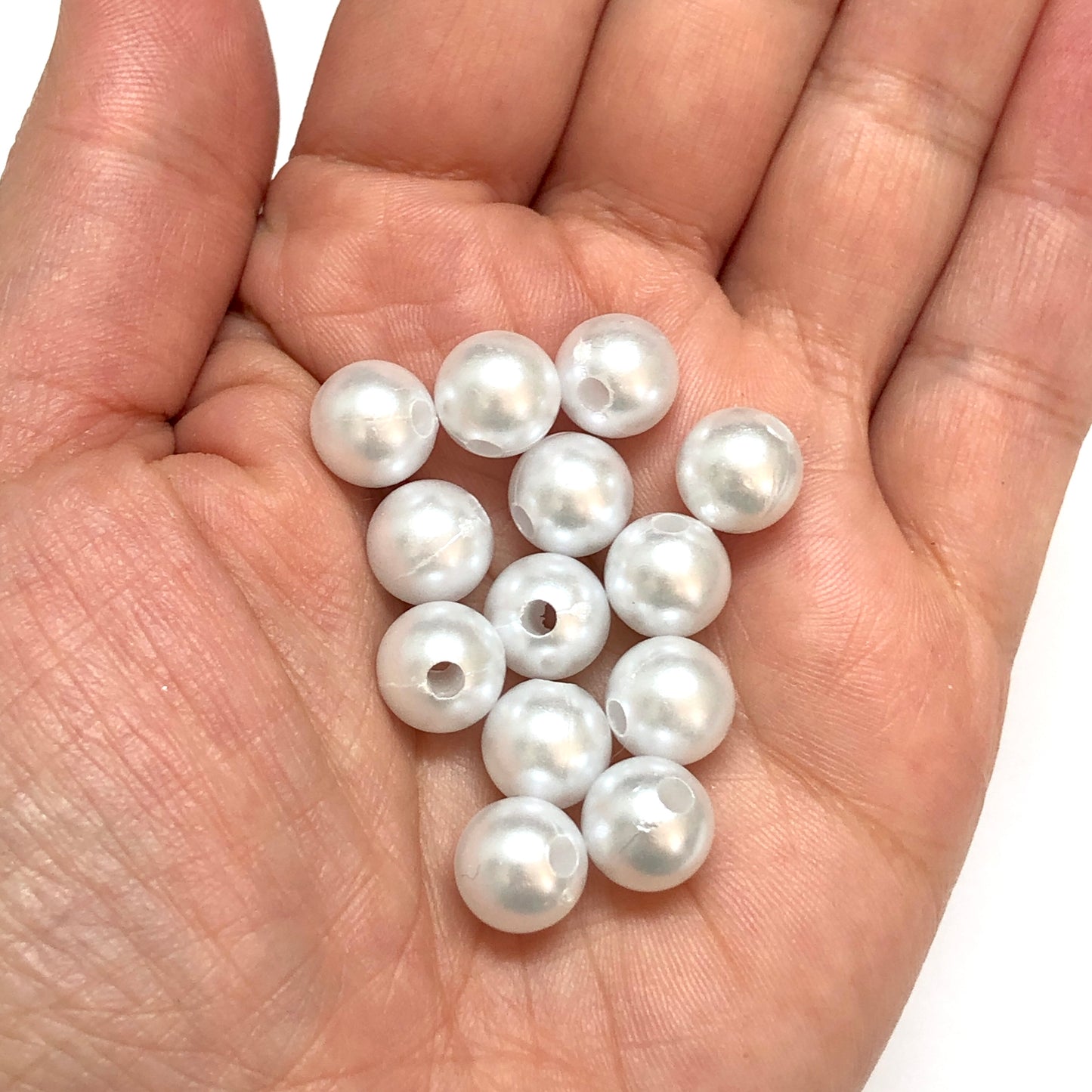 Plastik 10 mm Yuvarlak inci - Beyaz