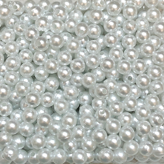Plastik 8 mm Yuvarlak inci - Beyaz
