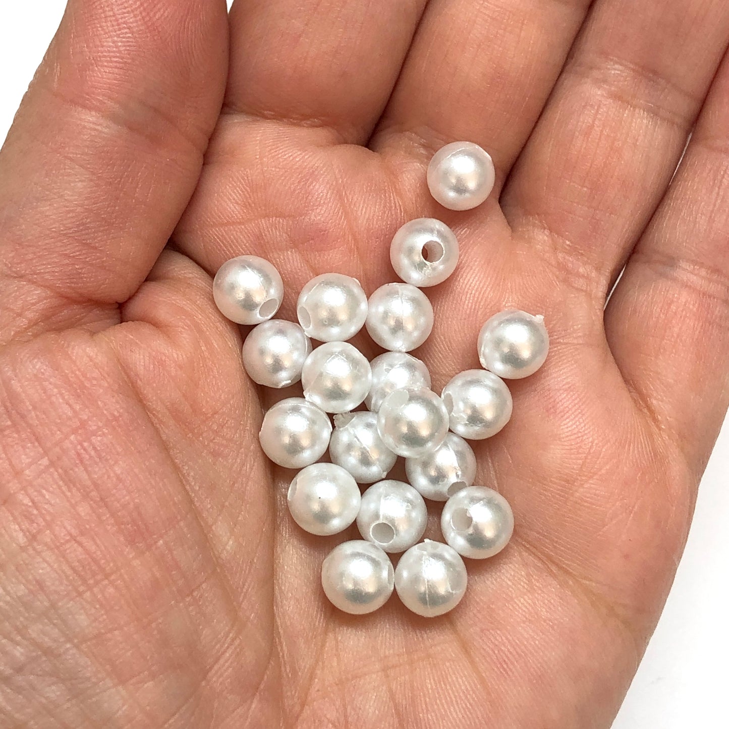 Plastik 8 mm Yuvarlak inci - Beyaz