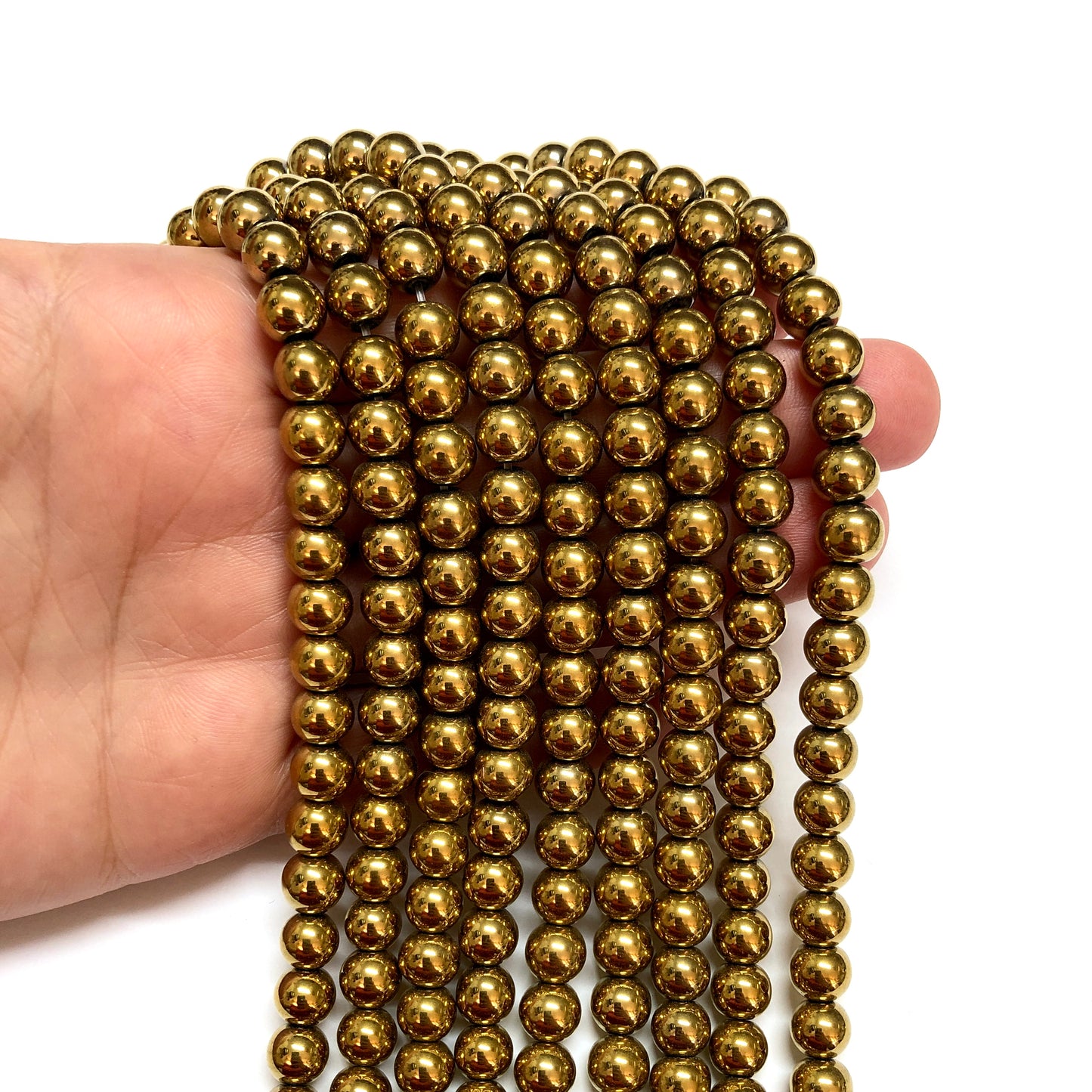 8mm Yuvarlak Hematit - Altın