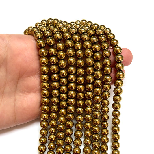 8mm Yuvarlak Hematit - Altın