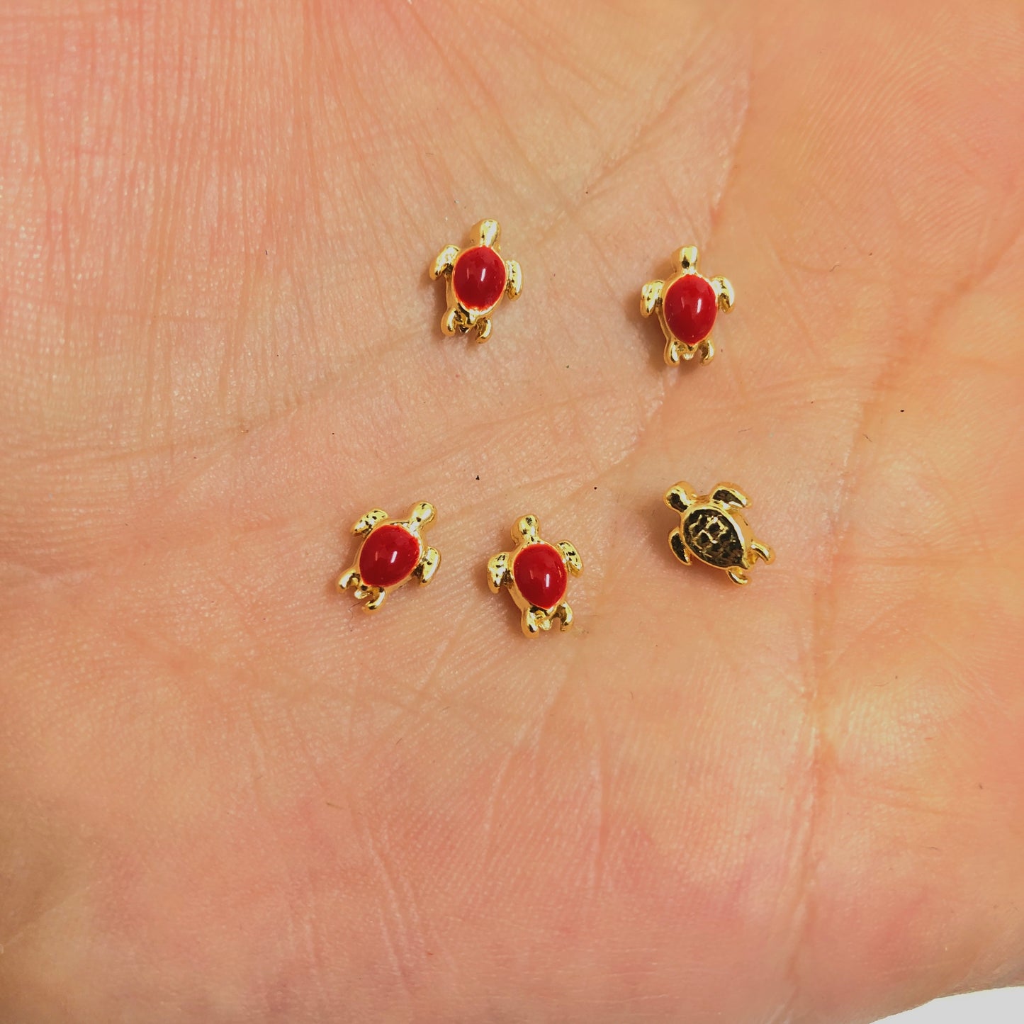 Altın Kaplama Mineli Kaplumbağa Ara Aparat - Kırmızı