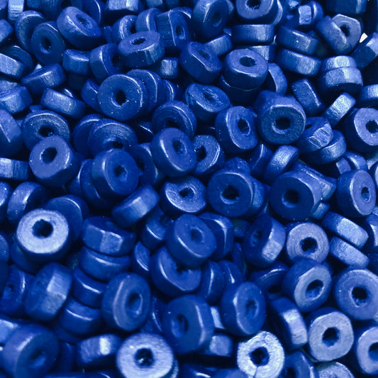 8mm Rondel Ahşap Boncuk 38 - Mat Lacivert