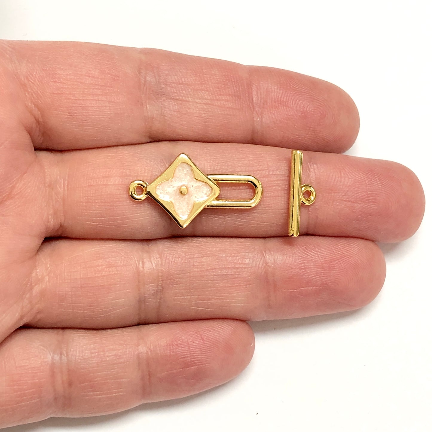 Altın Kaplama Mineli T-Kilit - Yonca