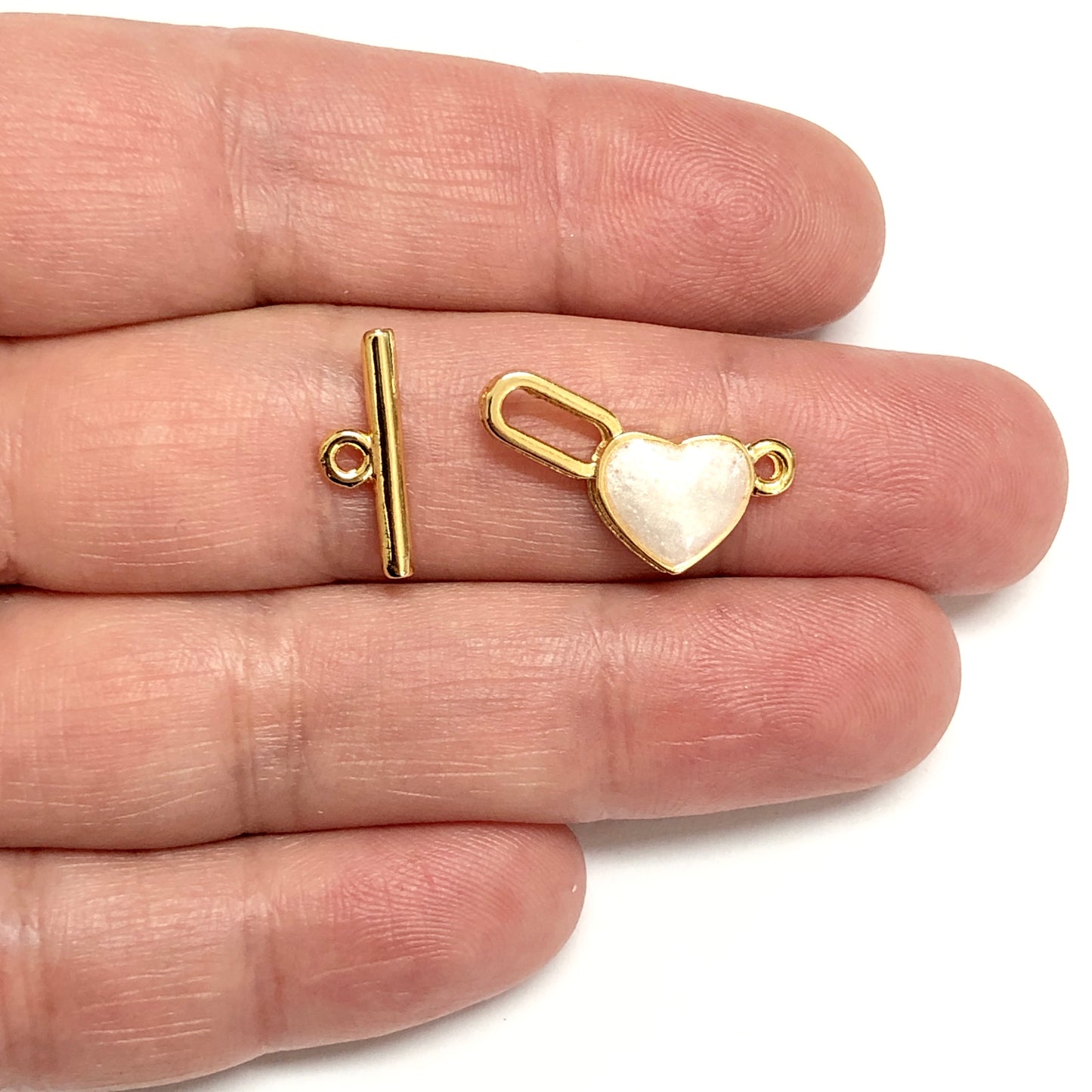 Altın Kaplama Mineli T-Kilit - Kalp