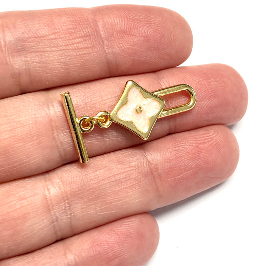 Altın Kaplama Mineli T-Kilit - Yonca