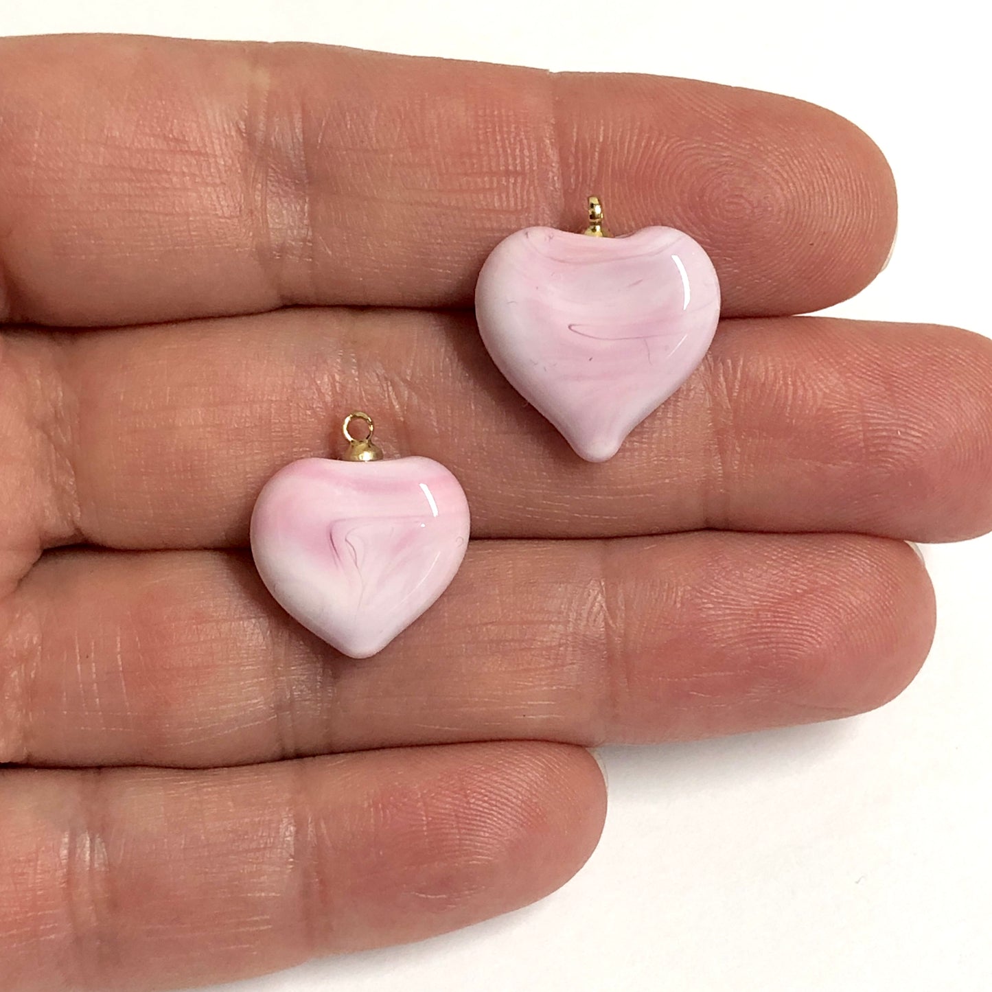 Murano Opak Cam Kalp - Pembe