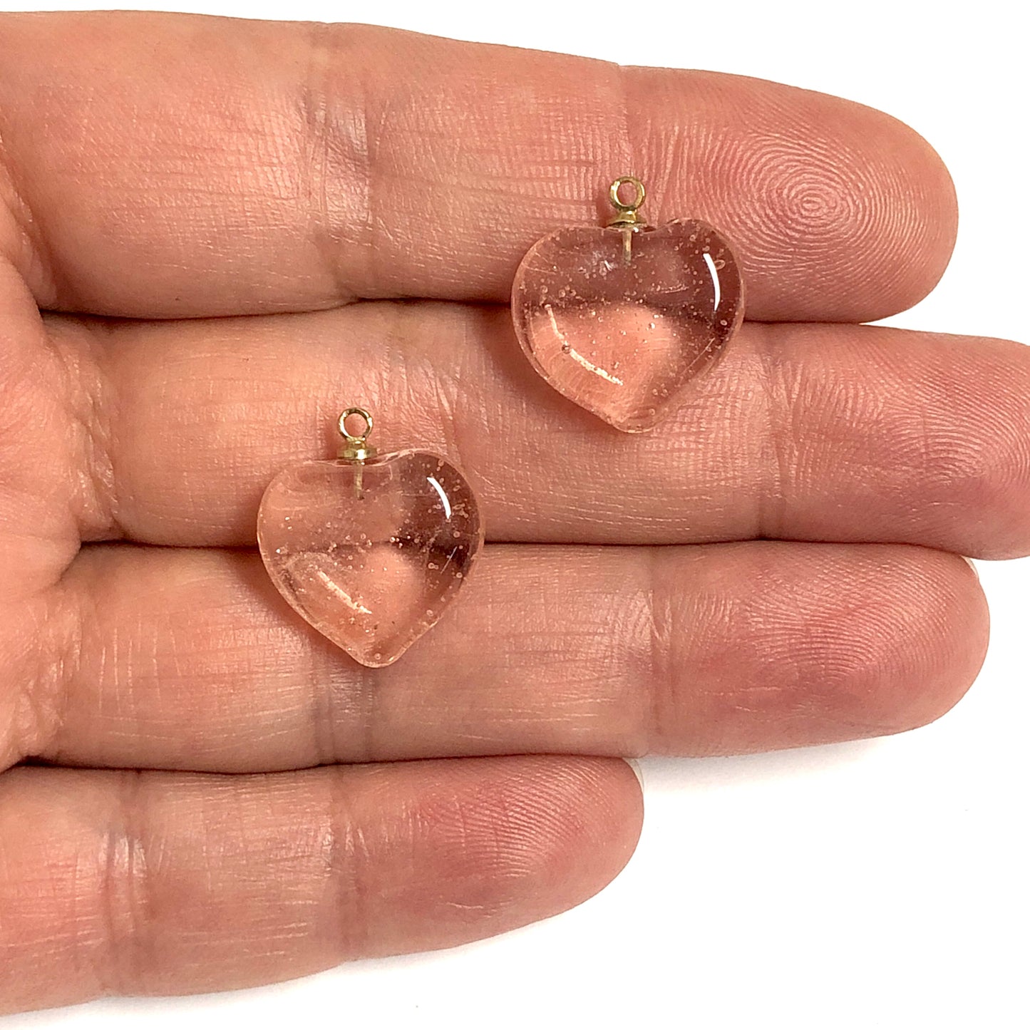 Murano Şeffaf Kalp - Pudra