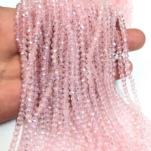 Kristal Boncuk, Çin Kristali-4mm - 51 - Şeffaf Janjanlı Pembe