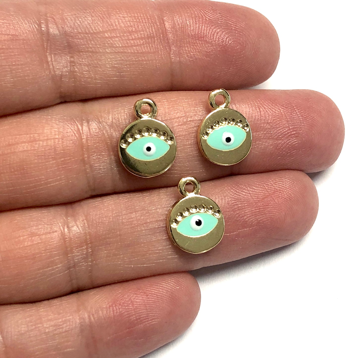 Vergoldeter runder Evil Eye Eye Hängeapparat - Marineblau