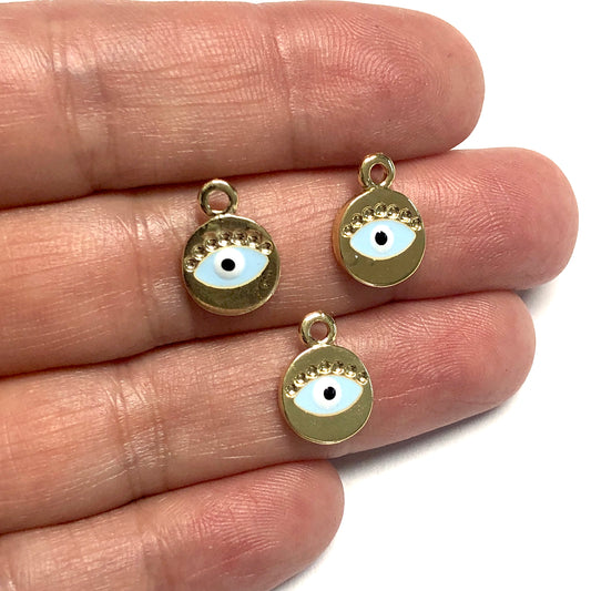 Gold Plated Round Evil Eye Eye Hanging Apparatus - Navy Blue