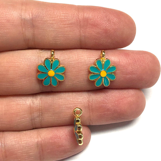 Altın Kaplama Mineli Çiçek - Turkuaz